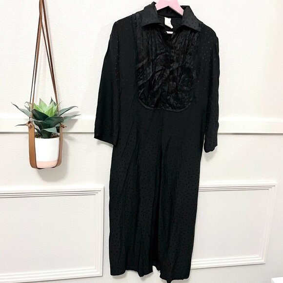 Julie Harrah Black Polka Dot Silk Long Sleeve Dress Cover Up Size XS/S - Picture 1 of 4